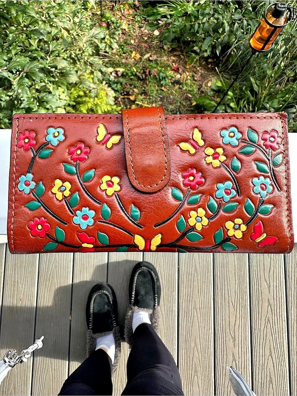 Patricia Nash Nazari Hand Painted  Continental Wallet Floral Leather Wallet
